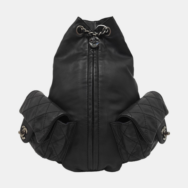 Quilted Calfskin Backpack Black