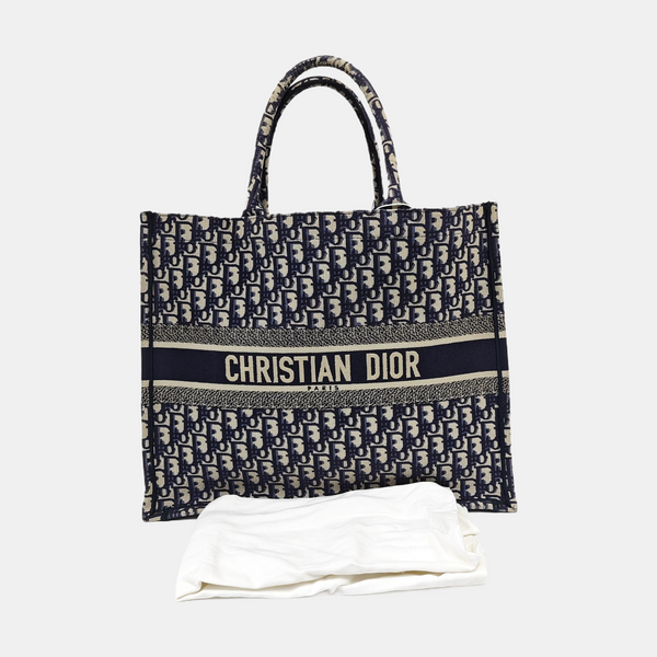Book Tote Large Oblique Canvas Blue