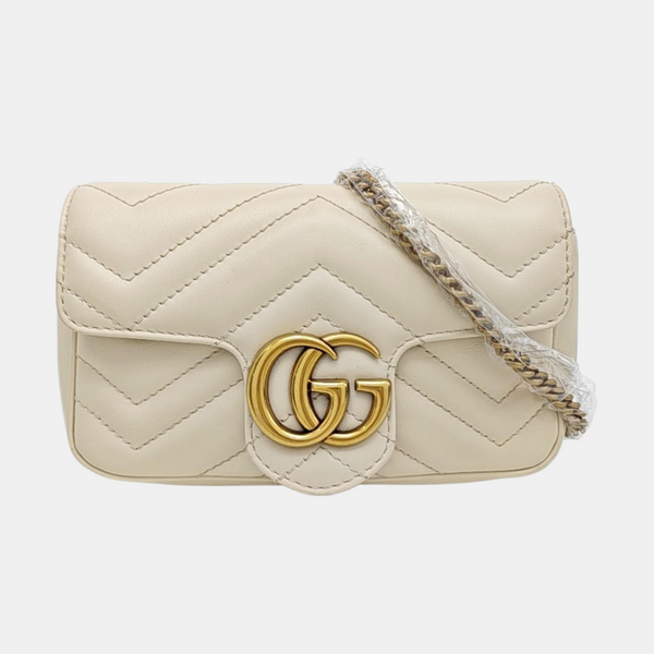 GG Marmont Mini Quilted Calfskin White