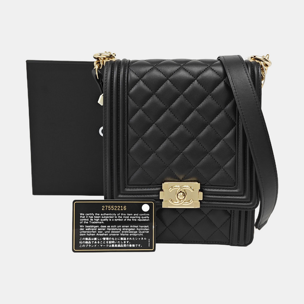 BOY CHANEL Mini Quilted Lambskin Black