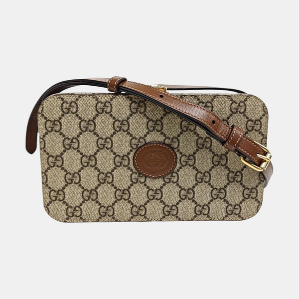 Monogram Coated Canvas Crossbody Bag Mini Beige