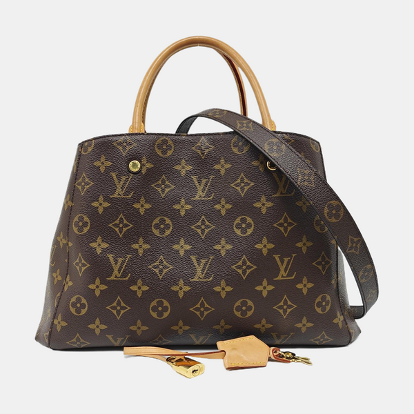 MONTAIGNE MM Monogram Coated Canvas Brown