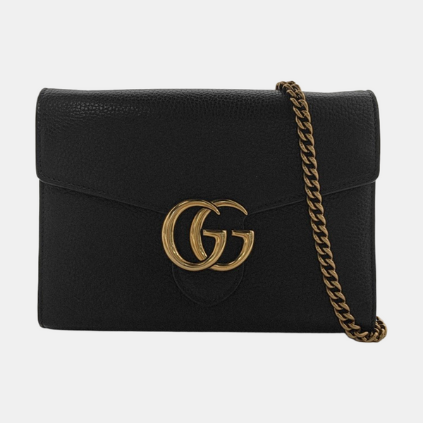 Authenticated pre-owned GG Marmont Mini Calfskin Black - Crossbody Bag at Looply