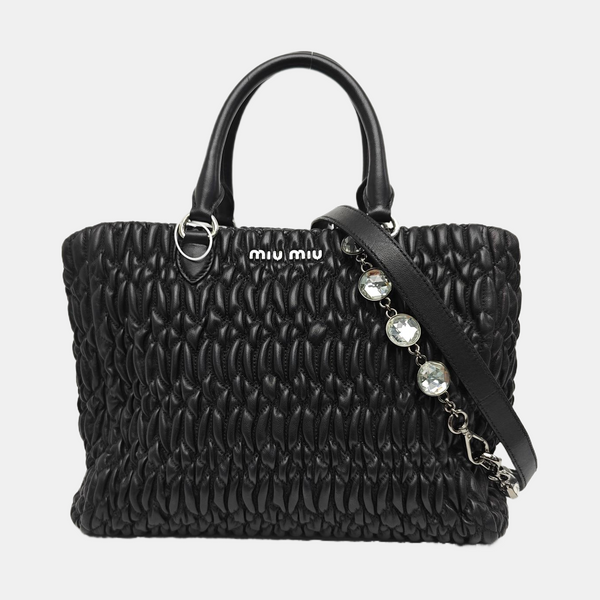 Lambskin Top Handle Bag Black