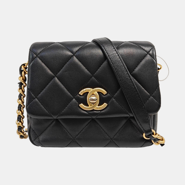 Quilted Lambskin Crossbody Bag Black