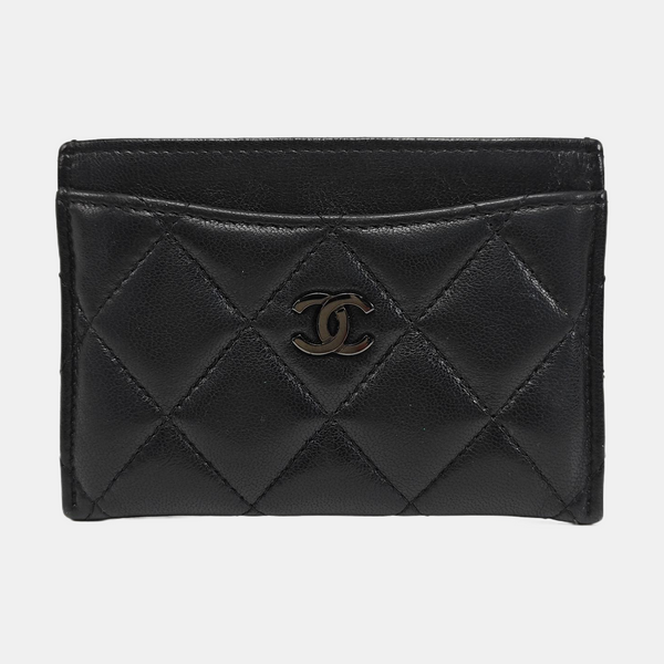 CLASSIC FLAP Quilted Lambskin Black Card Holder
