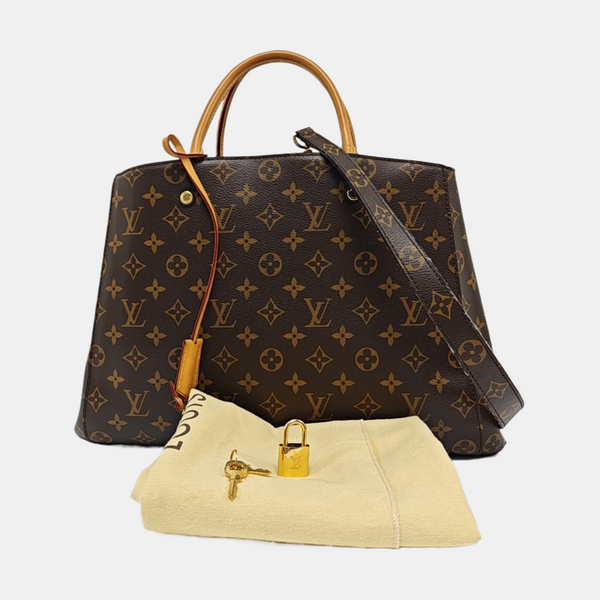 MONTAIGNE GM Monogram Coated Canvas Brown