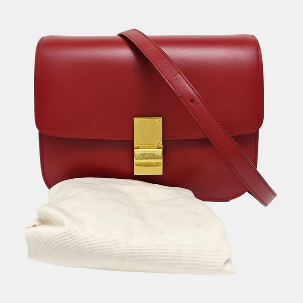 CLASSIC BOX Piel de ternera mediana Roja