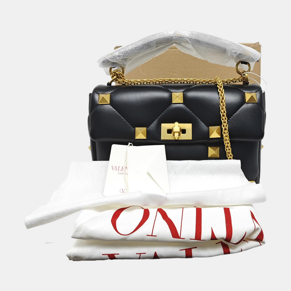 Roman Stud Quilted Lambskin Black