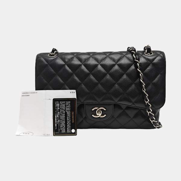 CLASSIC FLAP Jumbo Quilted Grained Calfskin Black