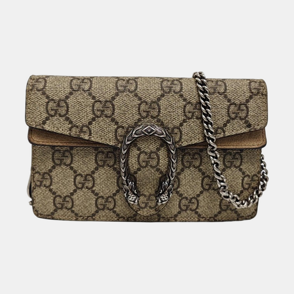 Dionysus Super Mini Monogram Coated Canvas Beige