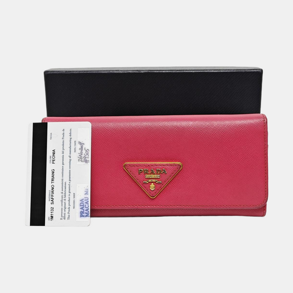Fold Wallet Saffiano Calfskin Red Wallet