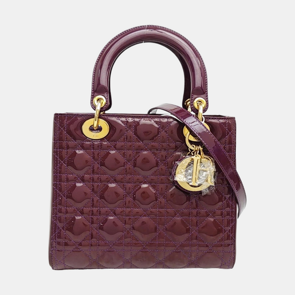 Lady Dior Medium Cannage Patent Leather Purple