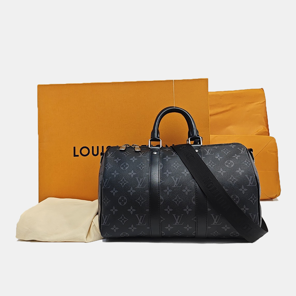 KEEPALL 35 Monogram Coated Canvas Black