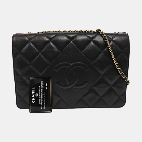 Quilted Lambskin Shoulder Bag Black