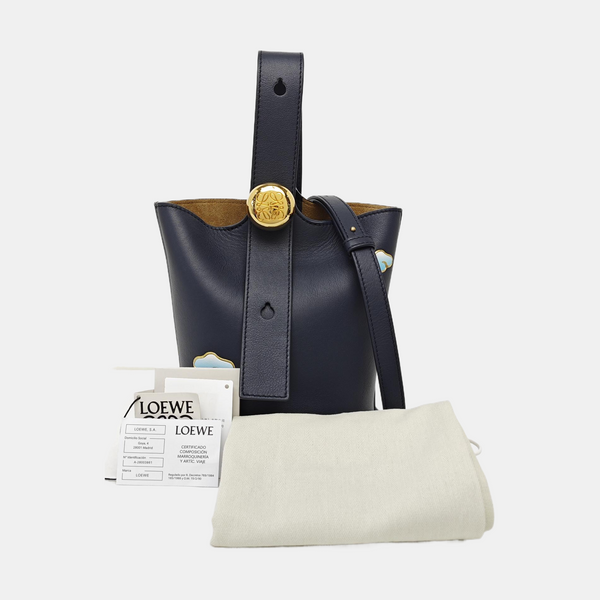 Pebble Bucket Mini Calfskin Blue
