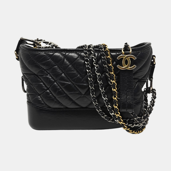 Authenticated pre-owned GABRIELLE Small Quilted Calfskin Black - Shoulder Bag at Looply