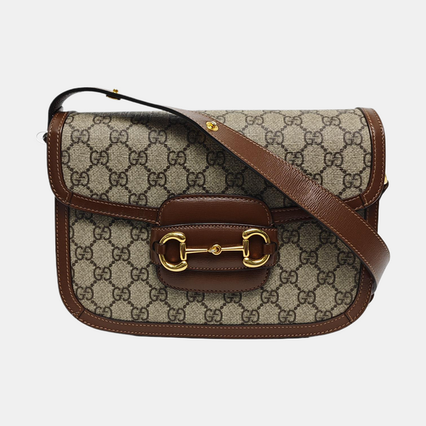 Horsebit 1955 Medium Monogram Coated Canvas Beige