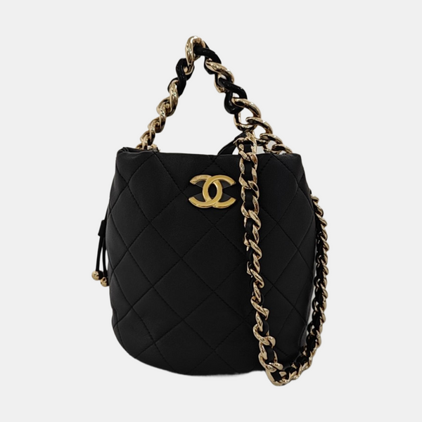 DRAWSTRING Quilted Lambskin Black