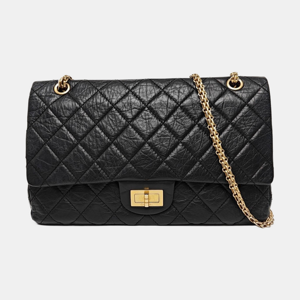 2.55 Maxi Quilted Waxed Cafskin Black