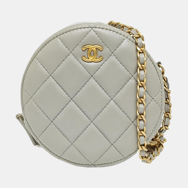 ROUND Quilted Lambskin Gray
