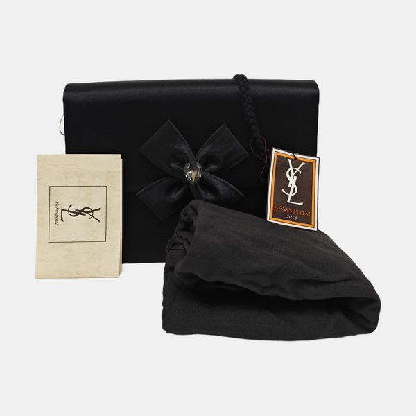 Silk Satin Clutch Black