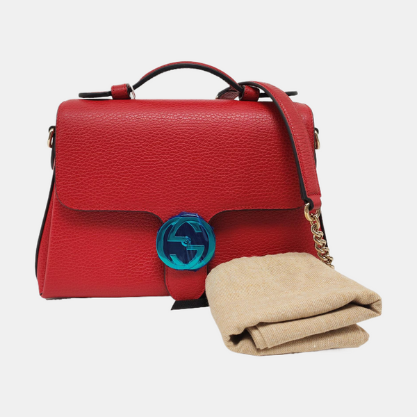 Interlocking G Large Calfskin Red