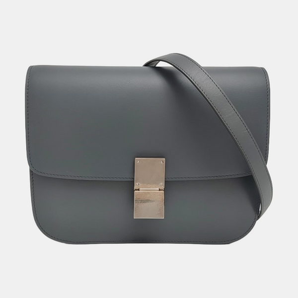 Authenticated pre-owned CLASSIC BOX Medium Calfskin Grey - Shoulder Bag at Looply