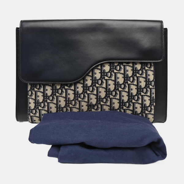 Oblique Canvas Clutch Blue