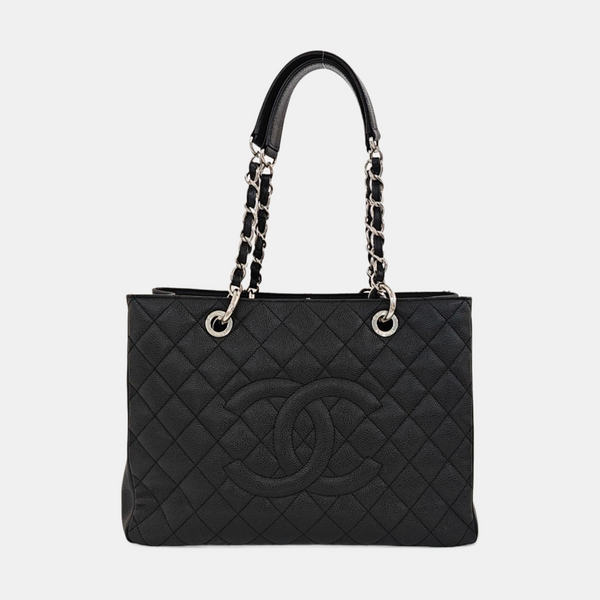 CHANEL GST Large Quilted Grained Calfskin Black