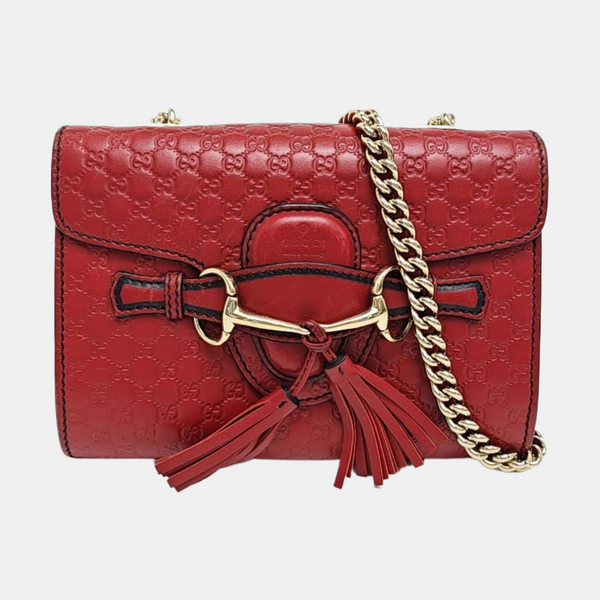 Emily Chain Monogram Calfskin Red