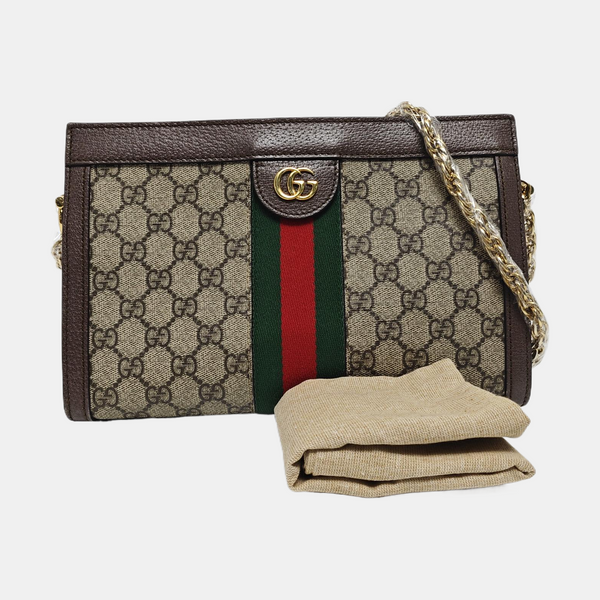 Ophidia Small Monogram Coated Canvas Beige