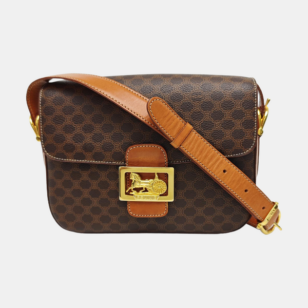 Coated Canvas Shoulder Bag Brown