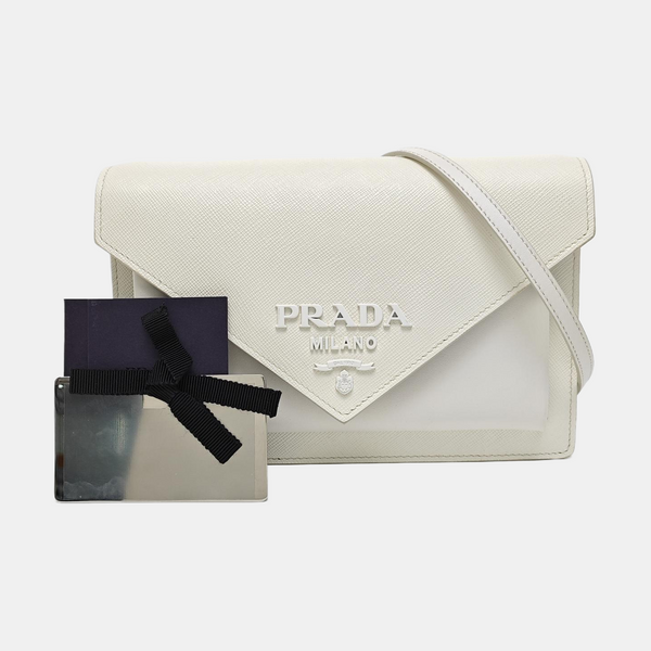 Envelope Wallet Saffiano Calfskin White