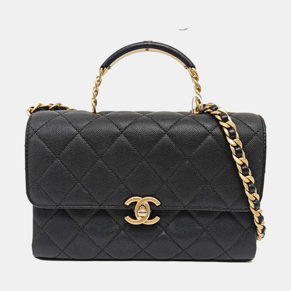 Carry Me Small Quilted Grained Calfskin Black