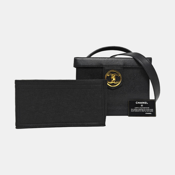 VINTAGE COSMETIC BAGS Grained Calfskin Black