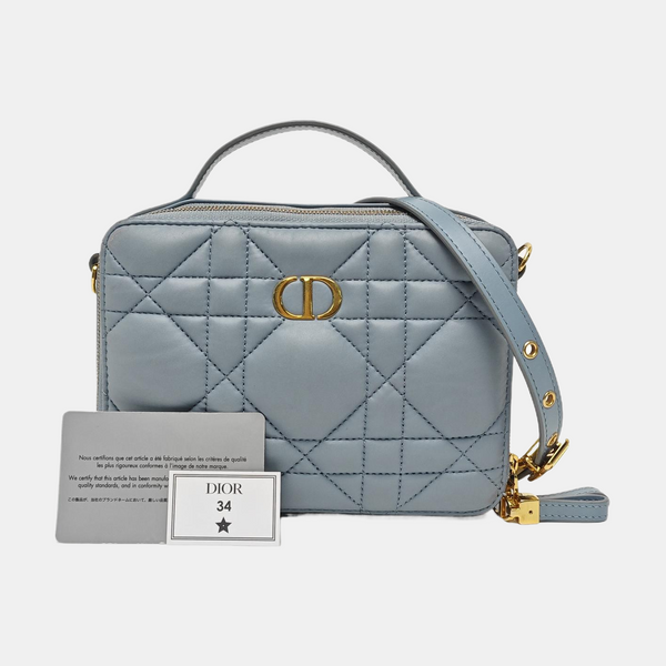 Cannage Calfskin Shoulder Bag Blue