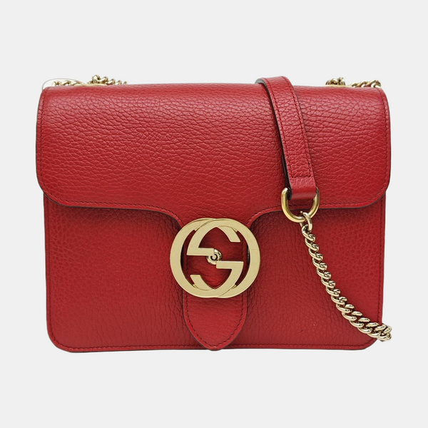 Interlocking G Small Calfskin Red