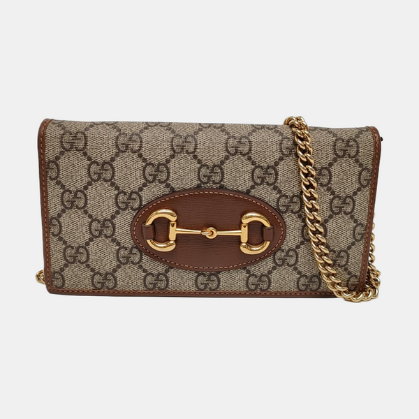 Authenticated pre-owned Horsebit 1955 WOC Monogram Coated Canvas Beige - Shoulder Bag at Looply