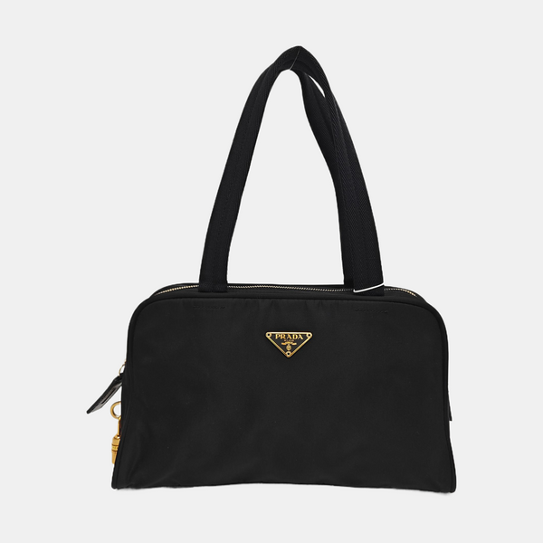 Nylon Top Handle Bag Black