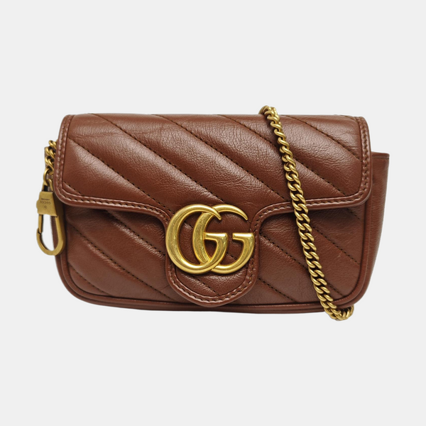 GG Marmont Mini Quilted Calfskin Brown