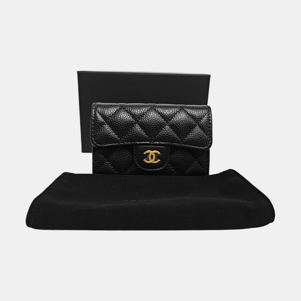 CLASSIC FLAP Quilted Grained Calfskin Black Wallet