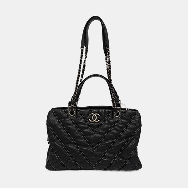 Quilted Calfskin Shoulder Bag Black