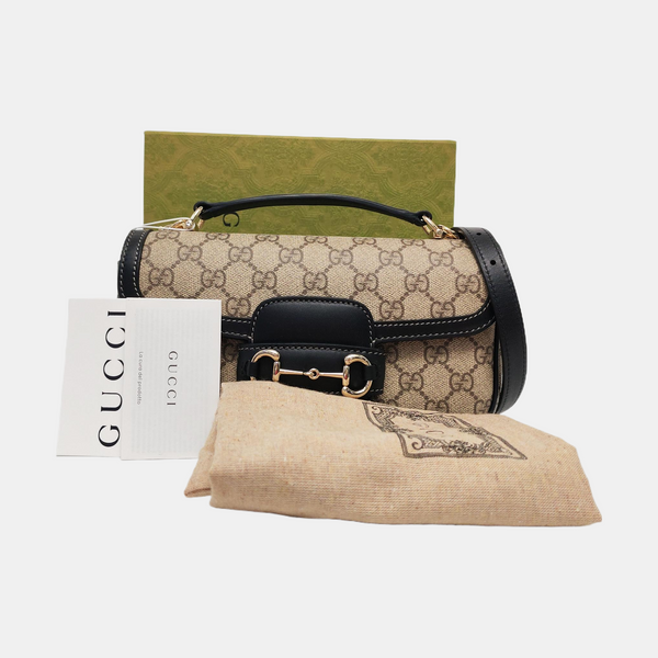 Horsebit 1955 Small Monogram Coated Canvas Beige