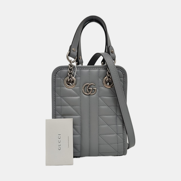 GG Marmont Mini Quilted Calfskin Gray