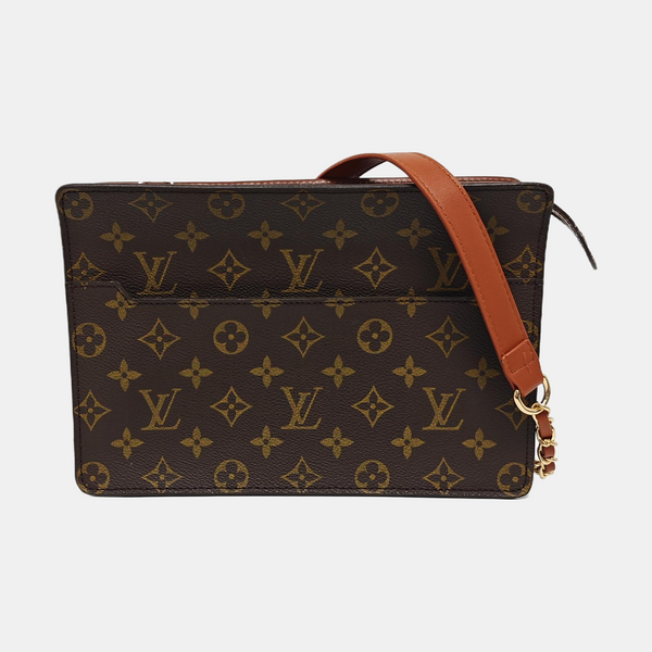 Monogram Coated Canvas Clutch Brown