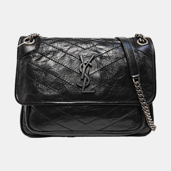 NIKI Medium Chevron Calfskin Black