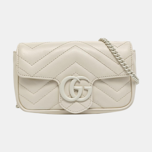 GG Marmont Mini Quilted Calfskin White