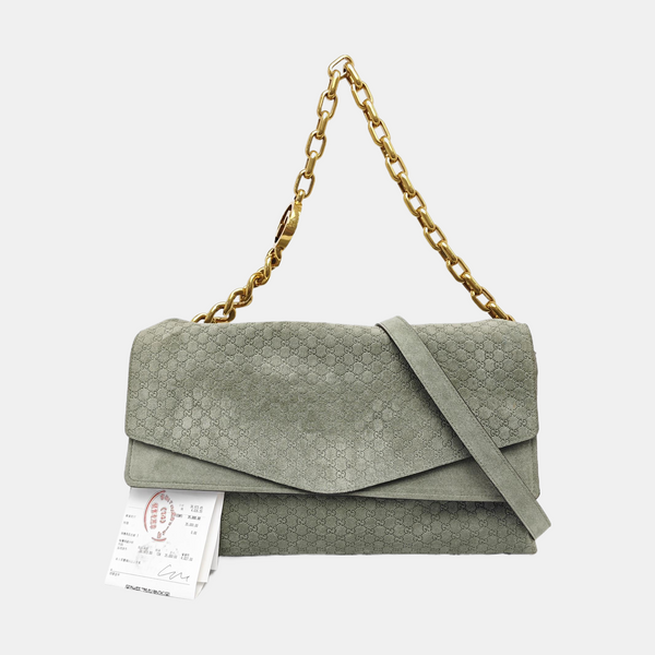 Monogram Suede Shoulder Bag Green