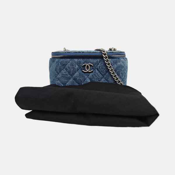 VANITY CASE Small Quilted Denim Blue